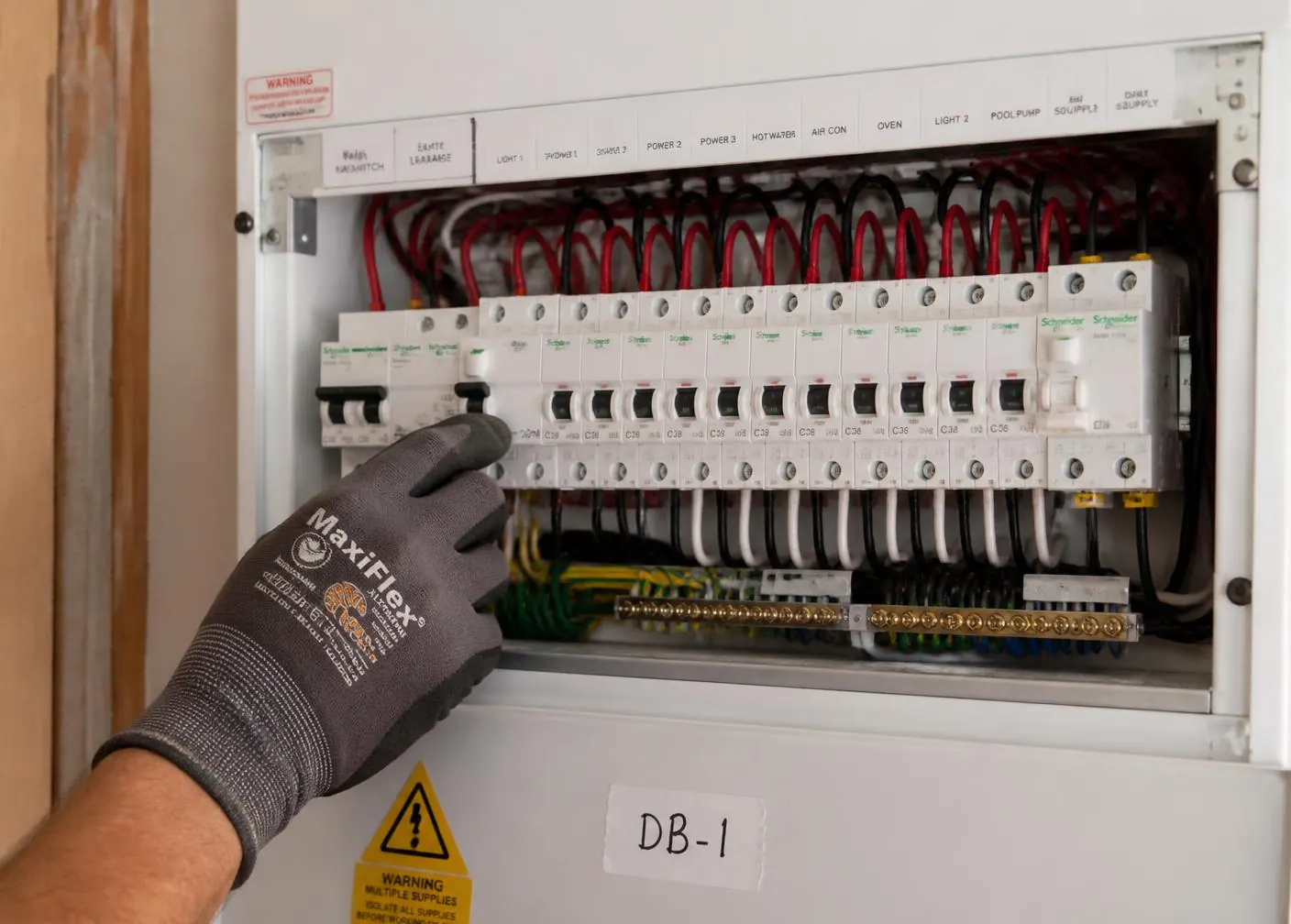 Upgraded switchboard ahead of an EV charger installation in Sherwood